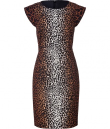 Prowl the cocktail scene in super chic style in Derek Lams eye-catching color-fade leopard print dress - Round neckline, contrast animal print cap sleeves, hidden back zip - Tailored fit - Wear with heels and flawless leather accessories