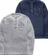 A cool casual classic.  You can't beat the laid-back charm of one of these henleys from Marc Ecko Cut & Sew.