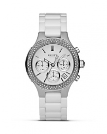 DKNY Medium Stainless Steel and White Ceramic Watch, 38.5mm