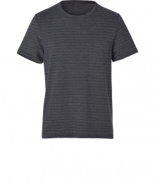 Laid-back looks get a cool charcoal finish with Rag & Bones striped classic pocket tee - Rounded neckline, short sleeves, modern back seam - Contemporary slim fit - Wear with chunky knit pullovers and jeans, or for a sportier look, with casual hoodies and knit pants