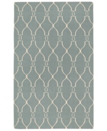 Stunning in its simplicity, this artist-designed area rug from Surya brings a calming beauty to any area in your home. Interlocking lines crisscross against a soft sky-blue background, creating a chic lattice-like pattern that's stylishly simple.