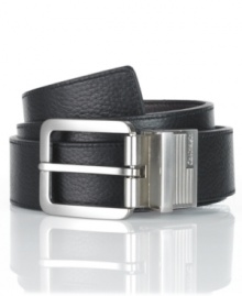 Spiff up your dress wardrobe. This Calvin Klein belt proves sophisticated details go a long way.