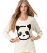 Word on the street: panda's rule. Spread the message in the cutest way with American Rag's tunic-style graphic sweater!