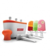 Before your very... ICE! What used to take hours now takes less than 9 minutes and, in an instant, delicious freezer pops made from your favorite ingredients are ready to be devoured. Storing easily in your freezer, this pop maker works in mere minutes and brings endlessly cool possibilities into your kitchen.