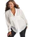 Lace is a must-have trend this season, so score American Rag's long-sleeve plus size blouse.