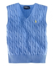 The essential sweater vest in handsome and durable cabled cotton.