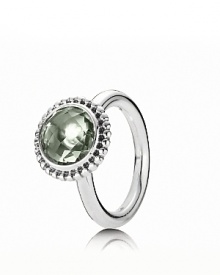 PANDORA's bold cocktail-style ring adds instant glamour to special occasion and everyday looks. A green amethyst pops against a beaded sterling silver setting.