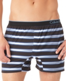 Boxers don't have to be boring. Here, Calvin Klein rethinks boxer shorts with a slim fit and a modern, patterned microfiber.