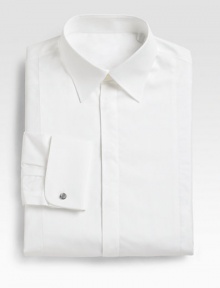 The essential shirt for formal fashion, woven in crisp cotton with a panel front and French cuffs. Modern fit Mother of pearl cuff links Point collar; topstitiched edge Covered placket front Machine wash ImportedThis style runs true to size. We recommend ordering your usual size for a standard fit. 