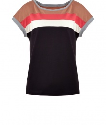 Work a cool colorblock into your edgy Downtown look with Marc by Marc Jacobs bold striped top - Wide neckline, dolman short sleeves, grey trim - Loosely fitted - Wear with skinnies, flats and a crossbody bag