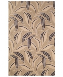 The Promenade Leaf area rug infuses contemporary leaf graphics with rich color, creating subtle, exotic appeal for the modern home. Neutral, earthy tones make this pattern accessible to any room décor and its hand-tufted detailing makes it durable enough to withstand heavy traffic, indoors or out.