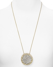 Inject House of Harlow 1960's edgy, bohemian glamor into your accessories portfolio with this 14-karat gold necklace, accented by an engraved sunburst pendant.