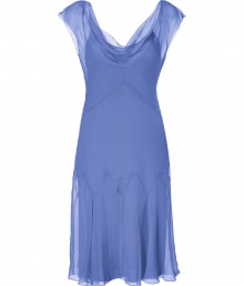 Infuse your cocktail-ready look with this figure-flattering silk dress from Alberta Ferretti - Draped cowl neckline, cap sleeves, sheer overlay and solid underlay, bias-cut fitted silhouette - Wear with sky-high platforms, a slim trench, and a studded clutch bag