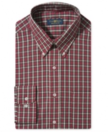 Use this plaid Club Room dress shirt to play up any solid layer for spot-on desk-to-dinner attire.