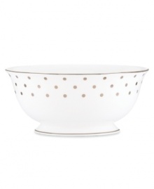 Pave your table in polka dots for fine dining without the formality. From kate spade new york dinnerware, the Larabee Road serving bowl features luxe bone china with platinum accents that combine easy elegance and irresistible whimsy.