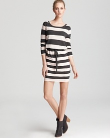 Take your look in a downtown direction with this striped rag & bone/JEAN mini-dress boasting a sporty drawstring waist. Pair with edgy booties for urban minimalism.