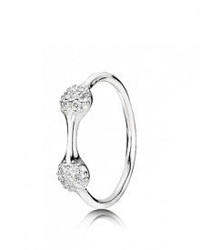 Perfect for stacking, PANDORA's double pod ring sparkles with pavé diamonds in 18K white gold.