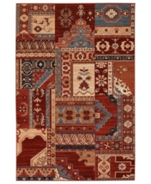 Vibrant dark blue, red, mocha and rust tones are intricately woven in Persian-inspired patternwork to create a dazzling ground for the modern home in this area rug by Couristan. Crafted of pure New Zealand wool for long-lasting strength and beauty.