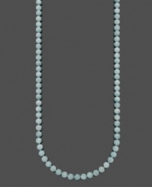 A long, luxurious layer, or two times the fun! This beautiful aquamarine (340 ct. t.w.) necklace features polished beads (8-9 mm) with a sterling silver clasp. Necklace can be worn in one single layer or doubled. Approximate length: 36 inches.