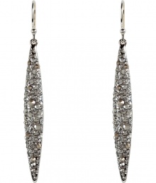 Both sassy and statement-making, Alexis Bittars crystal encrusted spear earrings are an easy way to add a glamorous edge to your outfit - Tonal silver crystals, rhodium-toned brass wire backs - For pierced ears - Wear with swept up hair and a bright cocktail dress for a fantastically fierce look