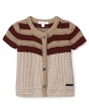 In a chunky, cozy knit, this striped Burberry sweater lends a classic look to stylish little girls.