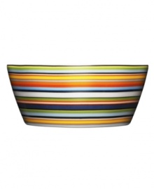 More than bold stripes and fun colors, the Origo dessert bowl transitions from oven to table and into the dishwasher without a hitch. Combine with other Iittala dinnerware pieces to make any setting pop. Designed by Alfredo Haberli.