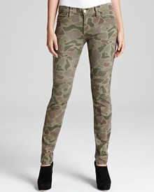 Work camo-cool in Current/Elliott jeans cut in a skinny silhouette that sports downtown edge.