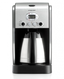 Coffee that keeps up with mornings that fly by. Delivering coffee 25% faster for a more efficient, more relaxed morning routine. Take control of your blend's strength, choosing from regular or bold, and set your brew up to 24 hours in advance for on-demand cafe service! 3-year limited warranty. Model DCC-2750.