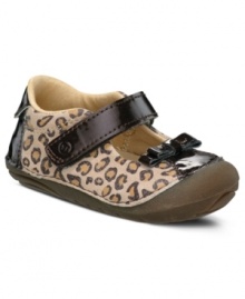 Style her with these Marilyn Mary Janes, with a sweet cheetah print for looks and rounded edges to keep her toes protected.