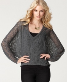 This light-as-air sweater from Buffalo Jeans makes a statement. The relaxed fit and batwing sleeves are artfully rendered in burnout fabric for a boho-inspired look. (Clearance)