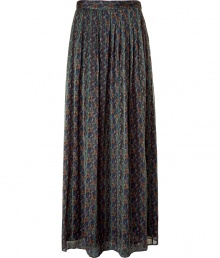 Floor-length skirt in pure silk - Trendy maxi-length elongates the body for a polished look - Soft multi-colored print brings understated style - Style with a narrow top for complimenting contrast - Pair with simple heels to enhance movement of the skirt