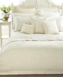 Exquisite floral embroidery lends a romantic touch to the White Hall sham from Lauren Ralph Lauren. Woven of pure cotton.