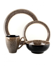 More than meets the eye, Denby's Praline place settings boast oven-safe durability in addition to style. Distinct silhouettes in casual stoneware are layered in glossy white and espresso with unique speckled accents.