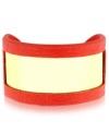 Stunning and stylish. BCBGeneration's cuff bracelet is crafted from gold-tone mixed metal and coral-colored PVC for a contemporary look. Approximate length: 6 inches. Approximate diameter: 2-1/2 inches.