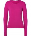 Luxurious sweater made ​.​.of fine, pink merino wool-cashmere blend - Stylish, classic piece with feminine crew neck, zipper on the back, long sleeves and waisted cut - Indispensable basic - Wear with jeans or corduroy trousers, or pencil skirts and business trousers