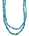 Long and luxurious, or layered and chic. Avalonia Road's pretty turquoise necklace (69 ct. t.w.) features asymmetrical nuggets with a sterling silver clasp. Approximate length: 48 inches.