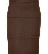 The perfect work separate for dressing up or down, Steffen Schrauts warm chocolate skirt is a must for polished business looks - Hidden side zip, kick pleat - Tailored fit - Team with cashmere pullovers and flawless pumps