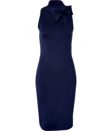 Sophisticated and seductive, Ralph Lauren Blacks tie neck dress is a seamless way to transition from work to cocktails in chic style - Stand-up neckline with tie, sleeveless, side slit - Form-fitting - Wear with a tailored blazer and heels