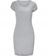 Detailed in super soft cashmere with a sleek look, Iris von Arnims short sleeve dress is a chic choice for streamlining workweek looks - Scoop neckline, short sleeves, fine ribbed trim, pull-over style - Form-fitting - Wear with a tailored blazer and leather boots