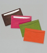 Crafted of hand-stained Italian leather, it's ideal for business cards, credit cards, IDs and more. About 3 X 4 Made in USA