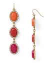 Candy colored stones descend from these linear drop earrings by Aqua.