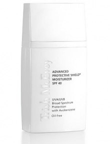 Trish's elegantly weightless daily moisturizer effectively hydrates & improves the look of skin while providing comprehensive sun protection, including a state-of-the-art photo-stabilizer for long-wear support. Using the latest in sun-care technology, it absorbs instantly leaving skin prepared for a direct makeup application. Hyaluronic Acid & Yucca Glauca extract boost skin's moisture while Avobenzone broad-spectrum protection invisibly shields you from the damaging effect of UVA/UVB rays.