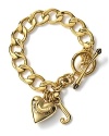 Juicy's starter charm bracelet gets the party started with a thick goldtone chain with heart and J charms.