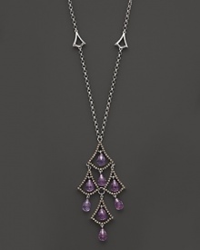 Badgley Mischka Amethyst And Brown Diamond Drop Necklace, 18