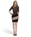 Contrasting colorblocked stripes add a graphic edge to this Bar III mini dress – perfect for a downtown-chic appeal!