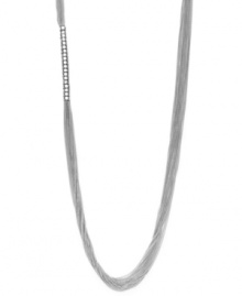 A soldier to the latest style trends, you'll love INC International Concepts' chic mesh necklace. A trendy long design features wisps of thing silver tone mixed metal chains. Approximate length: 40 inches.