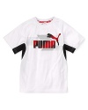 From the ball court to the food court, this cool print tee from PUMA is designed to keep your little athlete feeling fresh and looking cool.