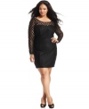 Land a spot-on look with Trixxi's long sleeve plus size dress, finished by polka-dot overlay!