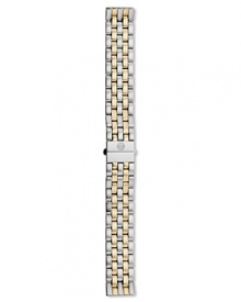 Give your watch a new look. Two-Tone links create a classic bracelet. The clasp has signature logo engraving. Interchangeable with any Michele watch head from the Urban Mini.