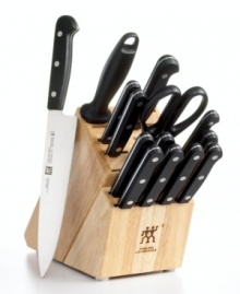 Set for life! A comprehensive stamped knife set to build a professional kitchen for the enthusiastic chef. The Zwilling special formula stainless steel construction infuses an unrivaled strength into each tool for a lasting sharpness and precision that owns the kitchen. Limited lifetime warranty.